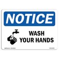 Signmission OSHA Notice Sign, Wash Your Hands, 14in X 10in Peel And Stick Wall Graphic, 10" W, 14" L, Landscape OS-NS-RD-1014-L-18949